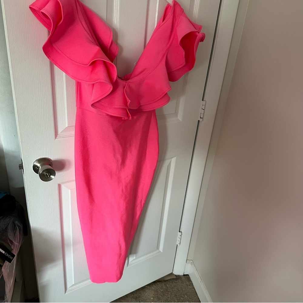 Pink Ruffle Midi Dress